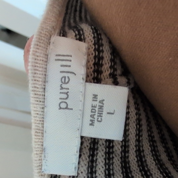 Pure J Jill Cotton Cashmere Striped Sweater Womens Size Large - Picture 6 of 8